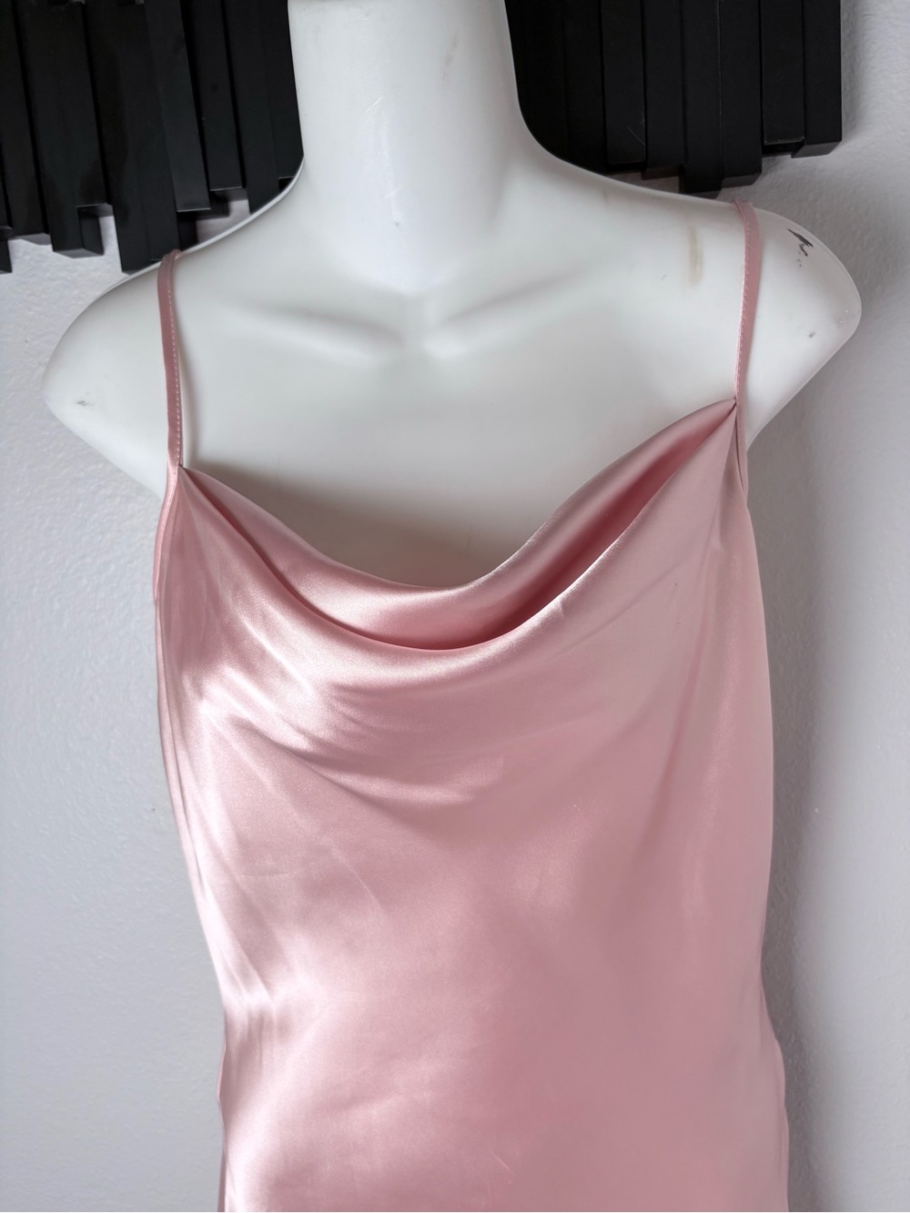 bebe Satin Slip Cowl Neck Maxi Dress in Blush Pink Womens Size S - Picture 7 of 15